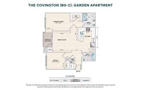 Floor plan for 2 beds, 2 baths, 1065 sqft